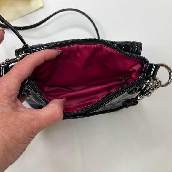 Coach Poppy Liquid Gloss Black Patent Leather quilted cross body Shoulder Bag - Picture 7 of 12